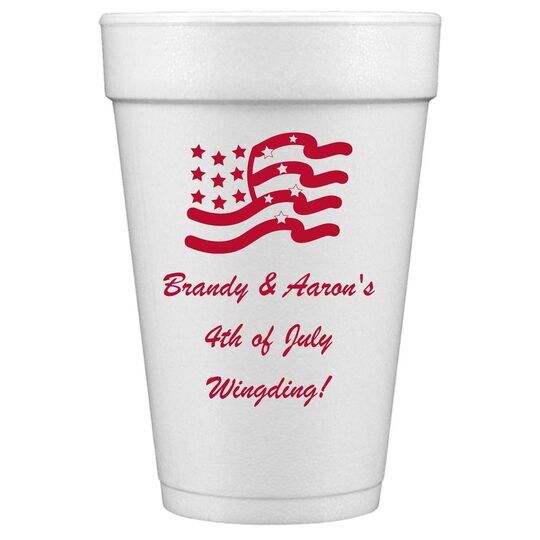 American Flag Styrofoam Party Cups